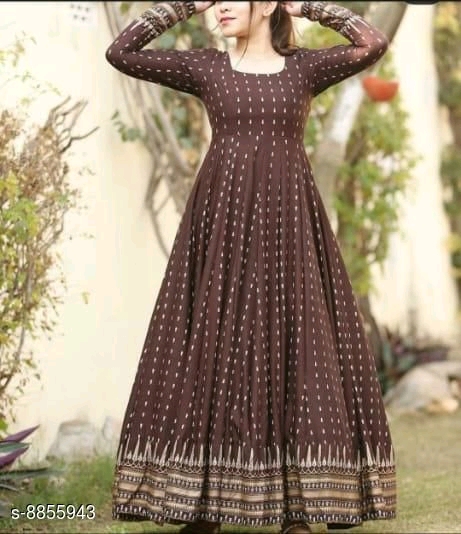 Gold printed long gown
