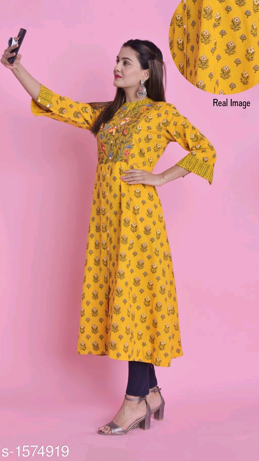 Women's Cotton, Rayon & Khadi A-line Kurtis
