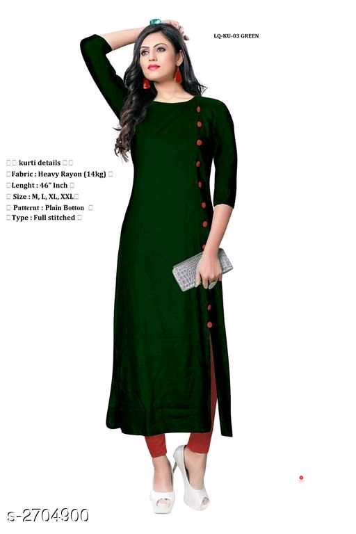 Women Solid Rayon Kurti