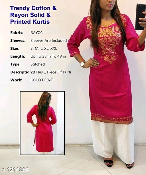 Trendy Cotton & Rayon Solid & Printed Kurtis