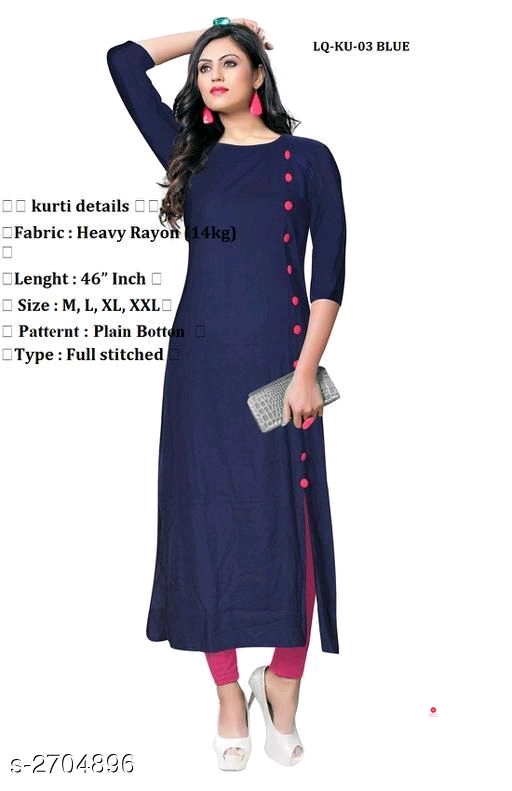 Women Solid Rayon Kurti