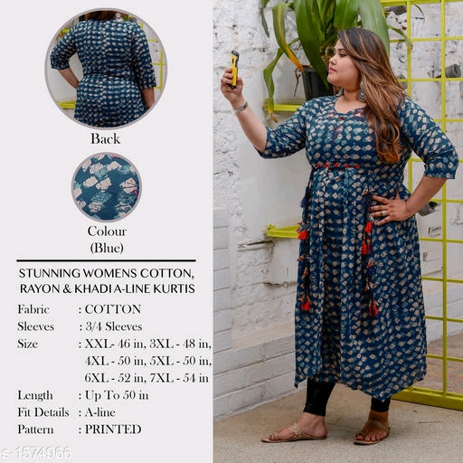 Women's Cotton, Rayon & Khadi A-line Kurtis