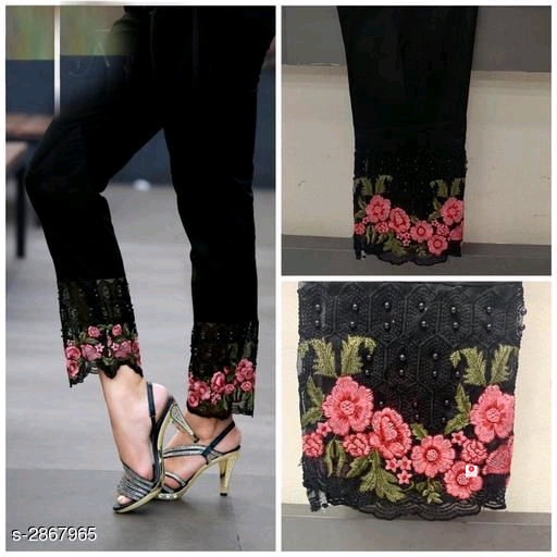 Stylish Embroidered stretchable cotton Pants