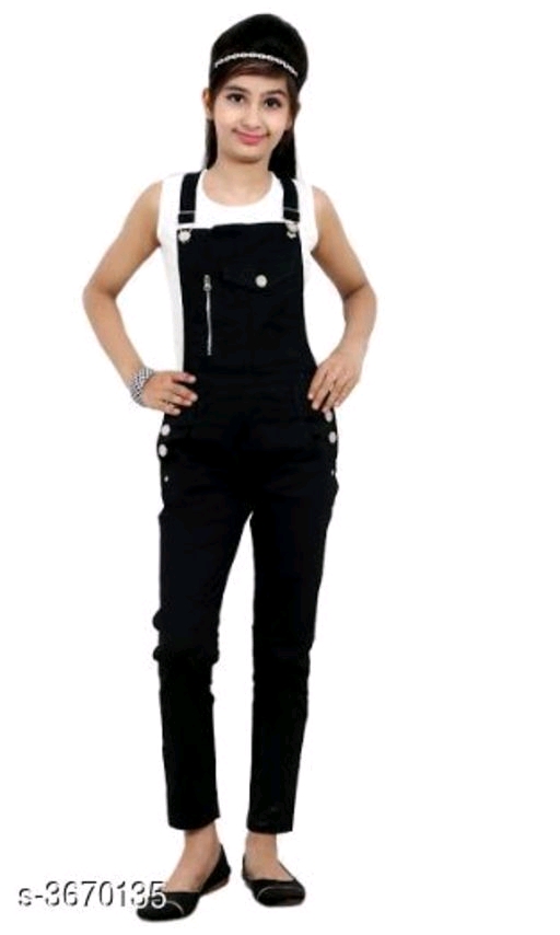 Cutiepie Elegant Cotton Lycra Denim Kid's Dungarees