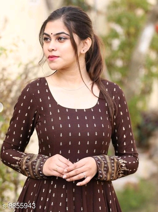 Gold printed long gown