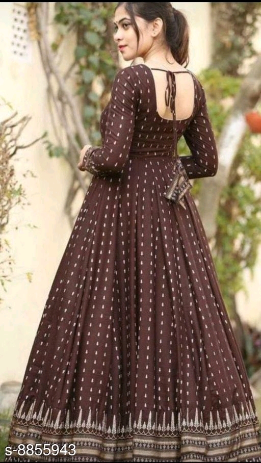 Gold printed long gown