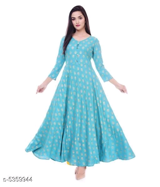 Women's Botanical Printed Rayon Kurti