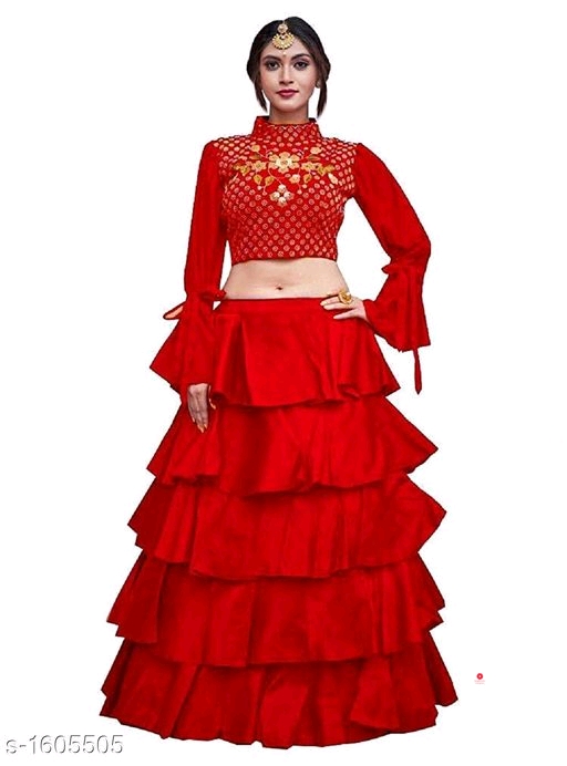 Fentum Bangalori Satin Embroidered Lehenga