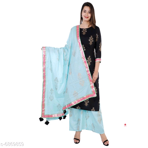 Anarkali Kurti With Trouser & Dupatta Set