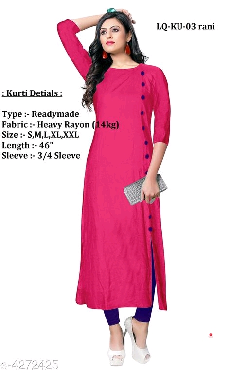 Women Solid Rayon Kurti